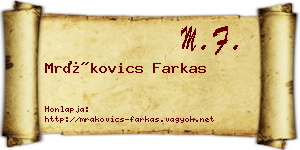 Mrákovics Farkas névjegykártya